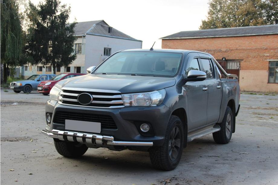 Toyota Hilux 2015- гг. Передняя защита F3-34 (нерж. сталь) Фото 3