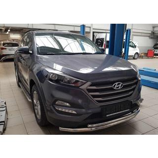 Передняя защита ST014 (нержавейка) Hyundai Tucson TL 2016-2021 гг. фото 2