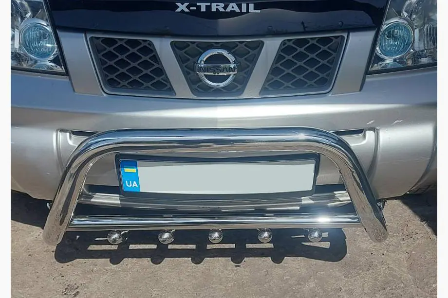 Nissan X-trail T30 2002-2007 гг. Кенгурятник QT006 (нерж. сталь) Фото 1