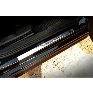 Накладки на пороги OmsaLine тип 1 (4 шт, нержавейка) Volkswagen Passat B7 2012-2015 гг. фото 1
