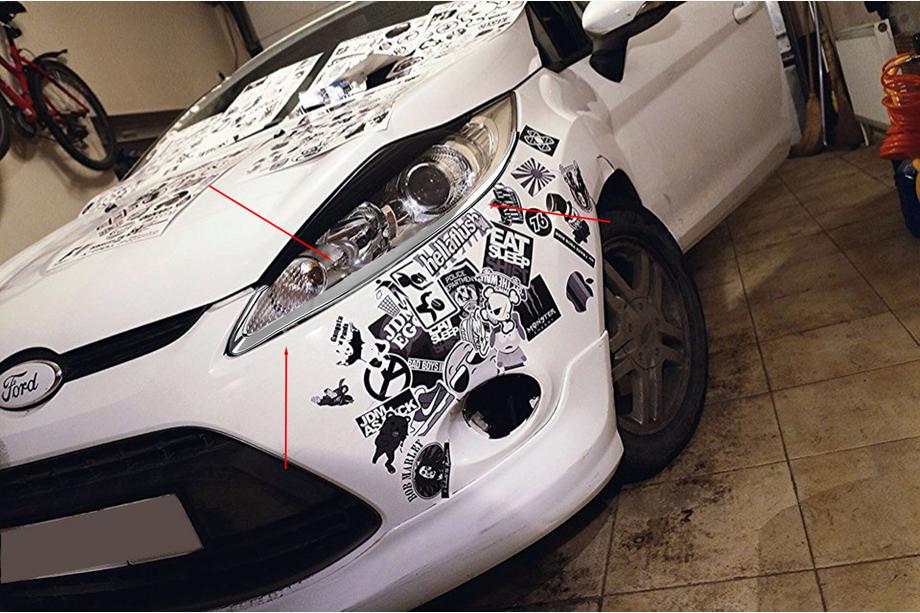 Ford Fiesta 2008-2017 гг. Накладки на фары (2 шт, пластик) Фото 1