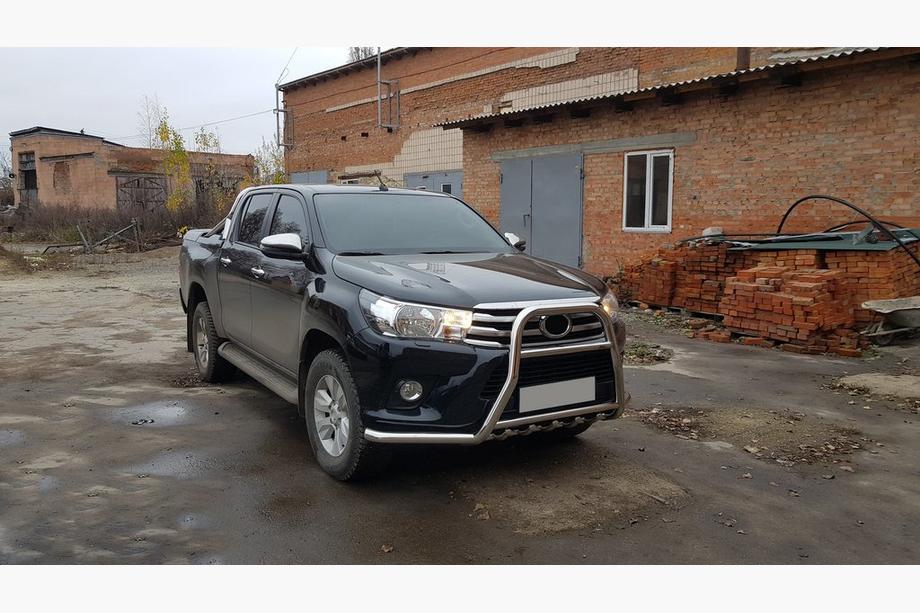 Toyota Hilux 2015- гг. Передняя защита F1-59 (нерж. сталь) Фото 2