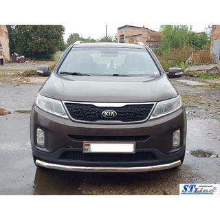 Передняя защита ST008 (2013-2015, Нержавейка) Kia Sorento II XM 2009-2014 гг. фото 3