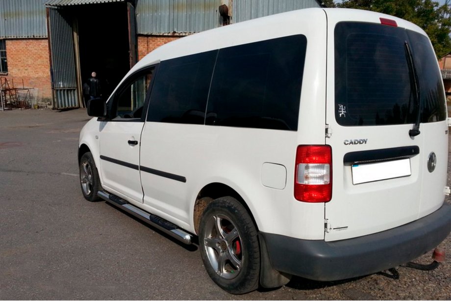 Volkswagen Caddy 2015-2020 гг. Боковые трубы BB002 (2 шт., нержавейка) 60 мм, База Maxi Фото 2
