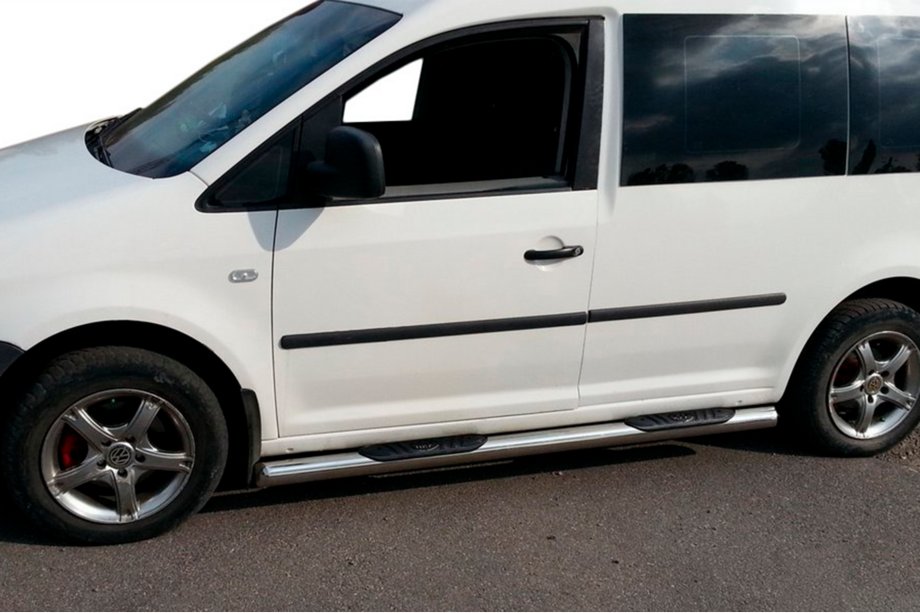 Volkswagen Caddy 2015-2020 гг. Боковые трубы BB002 (2 шт., нержавейка) 60 мм, База Maxi Фото 3