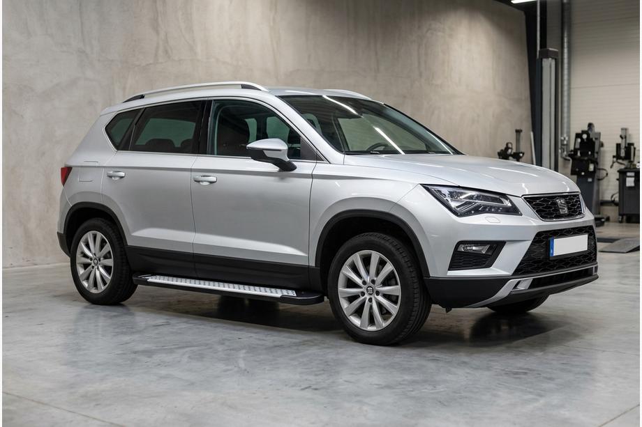 Seat Ateca 2016- гг. Боковые пороги Allmond Grey (2 шт., алюминий) Фото 1
