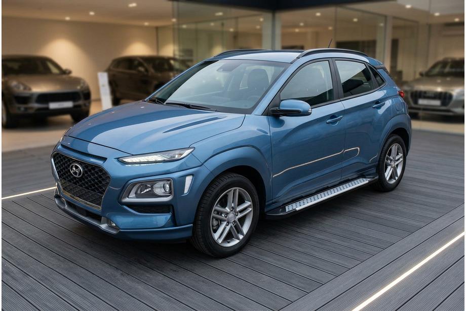 Hyundai Kona 2017-2023 гг. Боковые пороги Allmond Grey (2 шт., алюминий) Фото 1