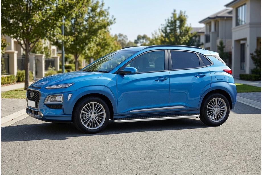 Hyundai Kona 2017-2023 гг. Боковые Подножки Tayga Grey (2 шт., Алюминий) Фото 1