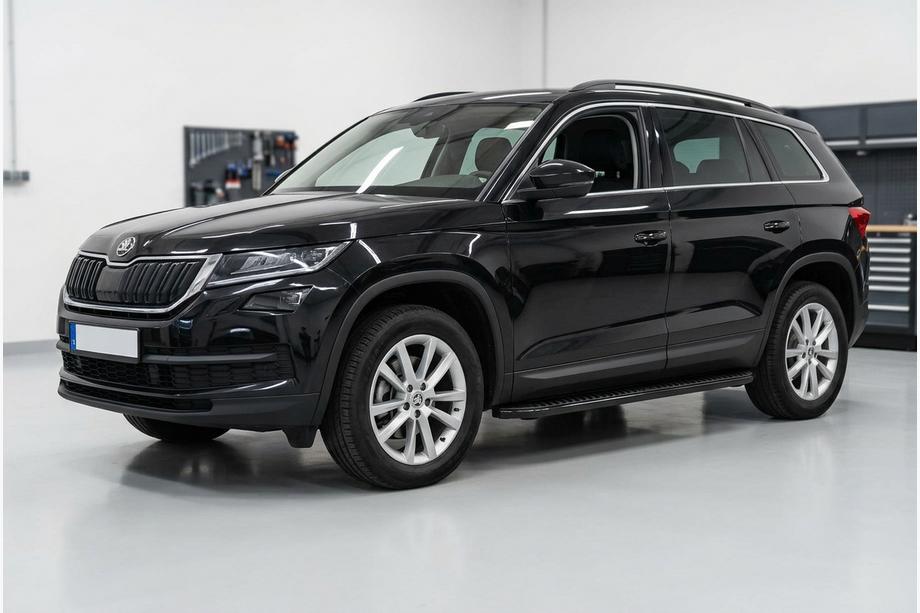 Skoda Kodiaq 2016-2023 гг. Боковые Подножки Tayga Black (2 шт., Алюминий) Фото 1