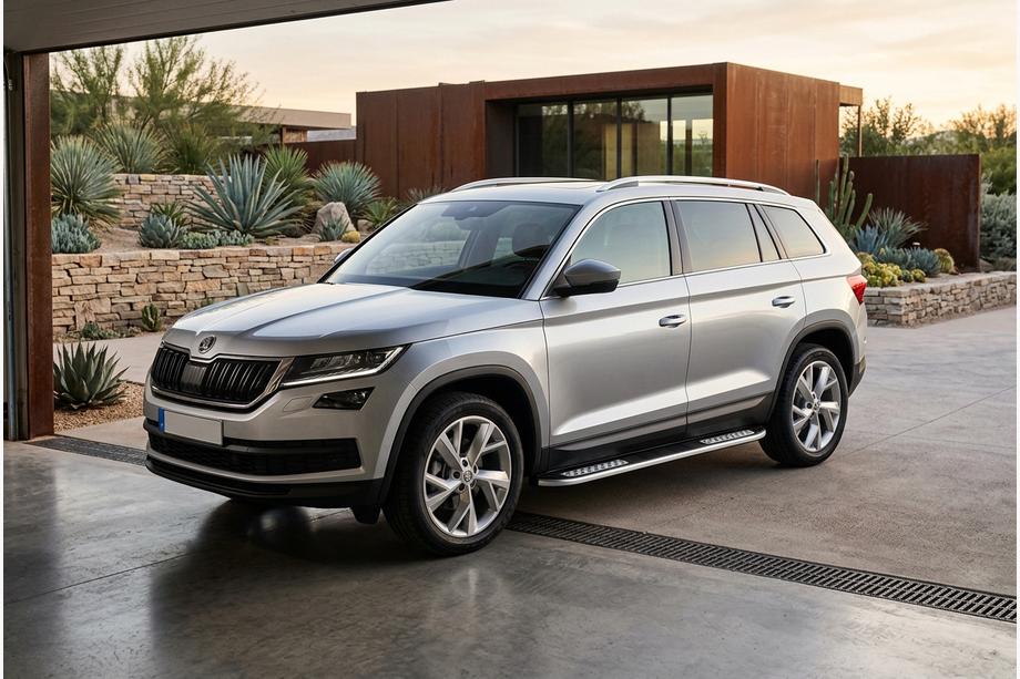 Skoda Kodiaq 2016-2023 гг. Боковые Подножки Tayga V2 (2 шт., Алюминий) Фото 1