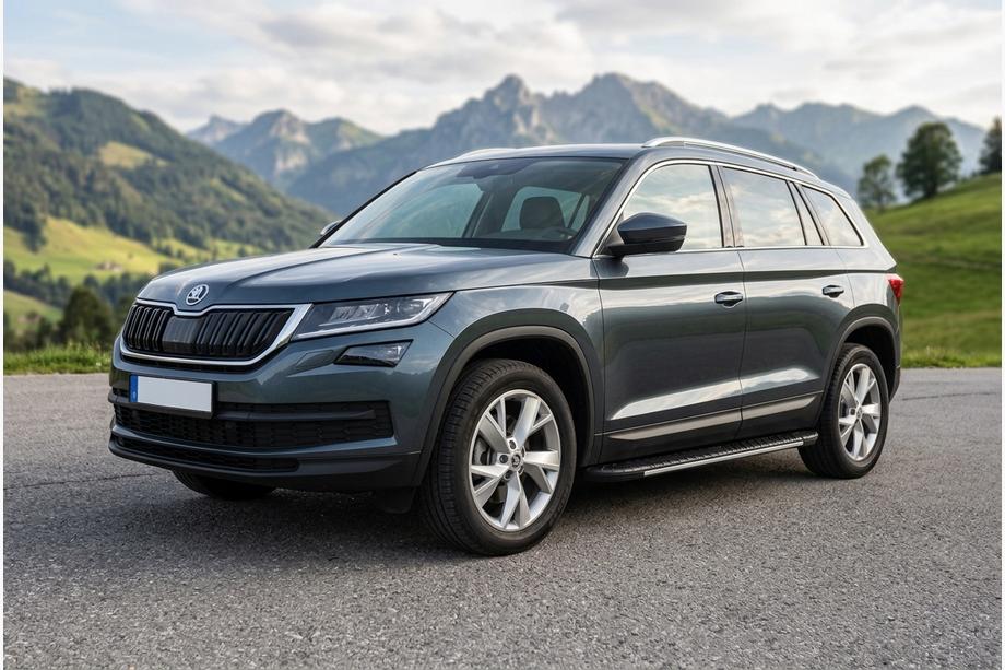 Skoda Kodiaq 2016-2023 гг. Боковые Подножки Bosphore Grey (2 шт., Алюминий) Фото 1