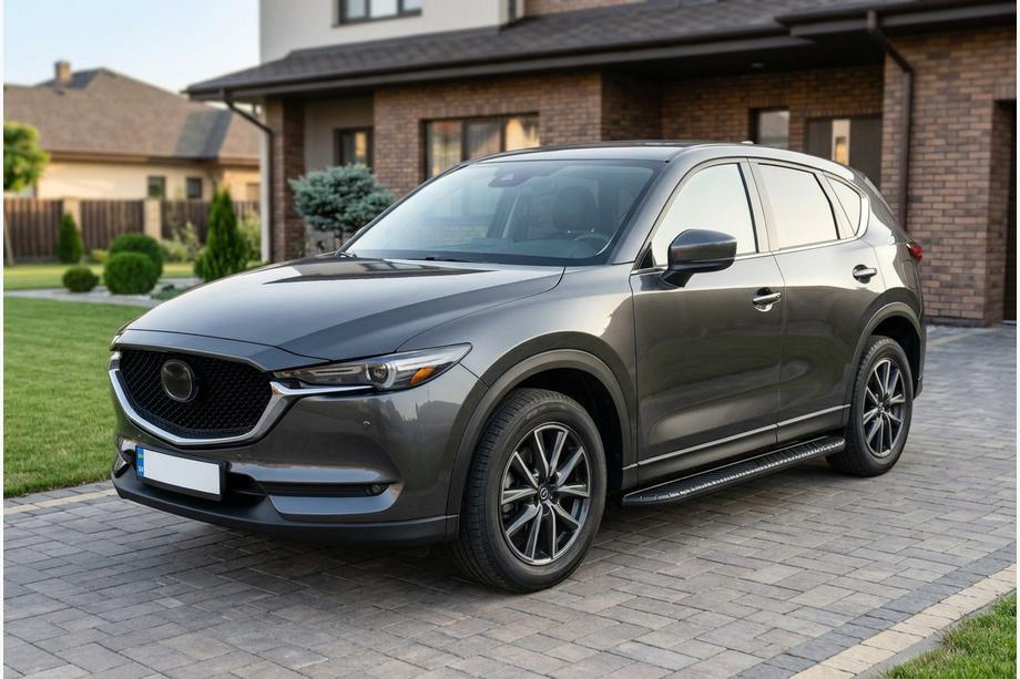 Mazda CX-5 2017–2025 гг. Боковые Подножки Bosphore Black (2 шт., Алюминий) Image