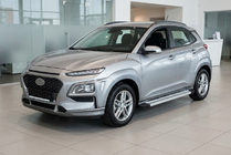 Hyundai Kona 2017-2023 гг. Боковые Подножки Maya V2 (2 шт., Алюминий) фото 1