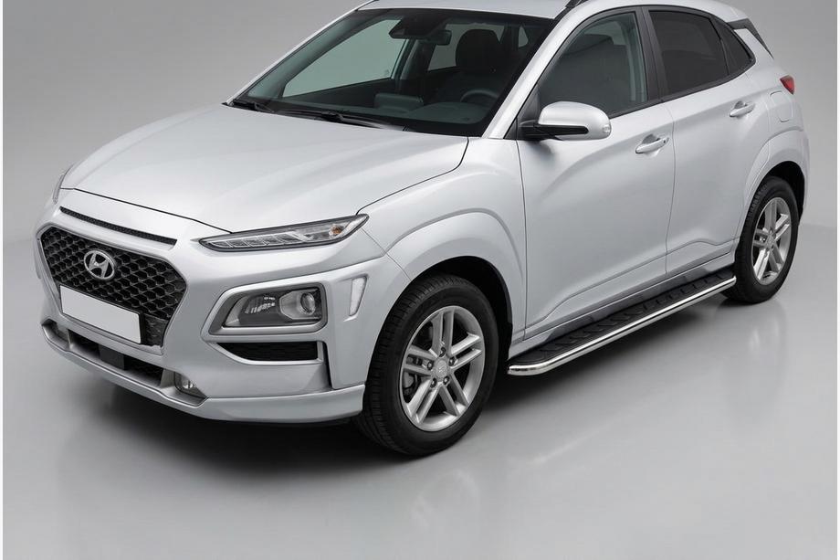 Hyundai Kona 2017-2023 гг. Боковые Подножки Maydos V1 (2 шт., Алюминий) Фото 1