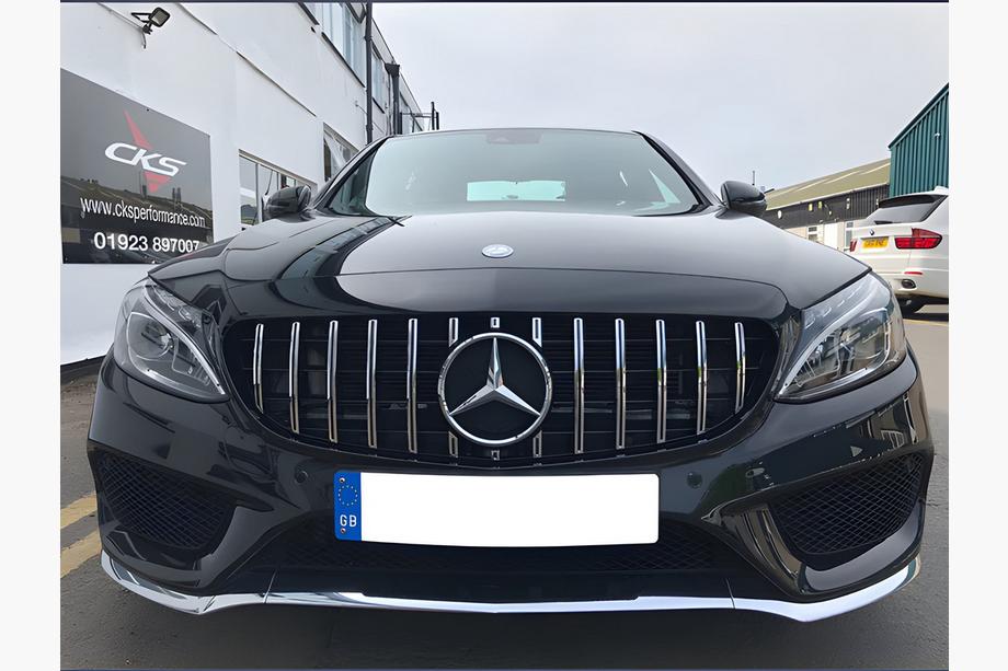 Mercedes C-class W205 2014-2021 гг. Передняя решетка Panamericana GT (для Avantgarde/AMG-Line/C43 AMG) 2018+, без камеры Фото 7