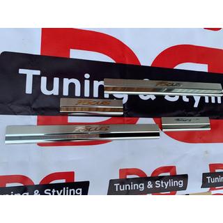 Накладки на пороги Nataniko (4 шт, нержавейка) Ford Focus III 2011-2017 гг. фото 2