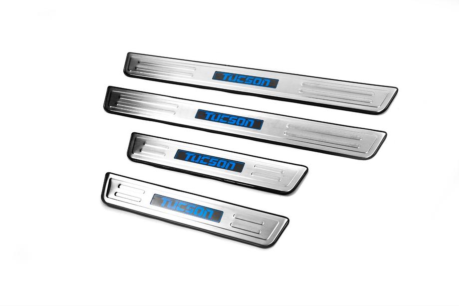 Hyundai Tucson JM 2004- гг. Накладки на пороги Libao LED нержавейка Image