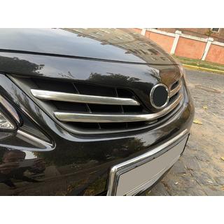 Хромированные накладки на решетку радиатора (2010-2013, 3 шт, нержавейка) Toyota Corolla 2007-2013 гг. фото 4