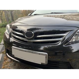Хромированные накладки на решетку радиатора (2010-2013, 3 шт, нержавейка) Toyota Corolla 2007-2013 гг. фото 3