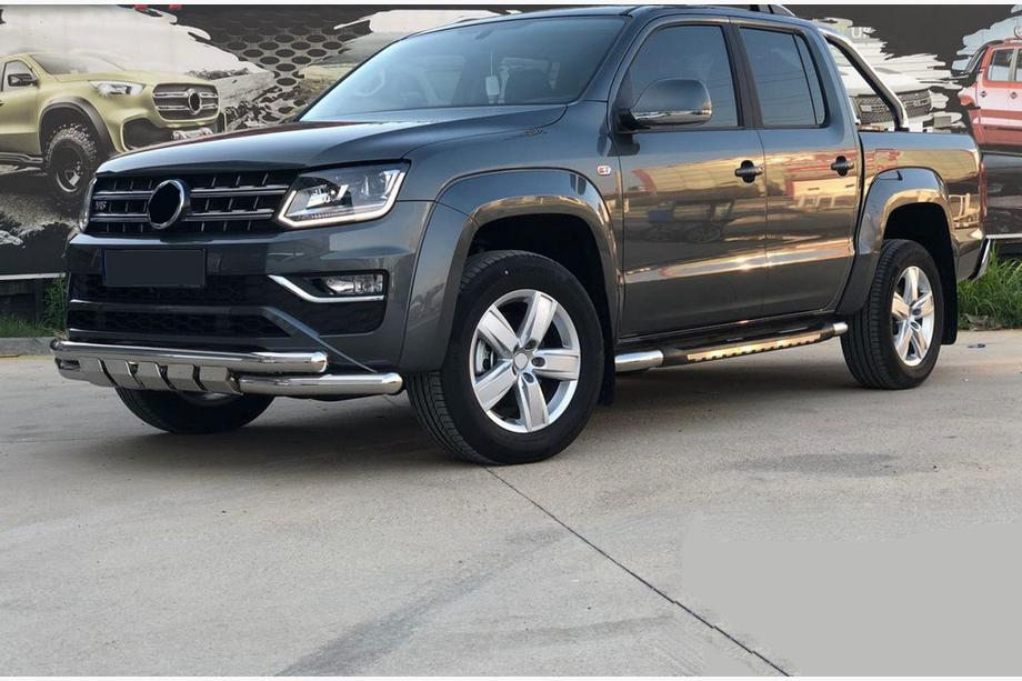 Volkswagen Amarok 2010-2022 гг. Передняя защита F3-08.7 (нерж) Фото 4