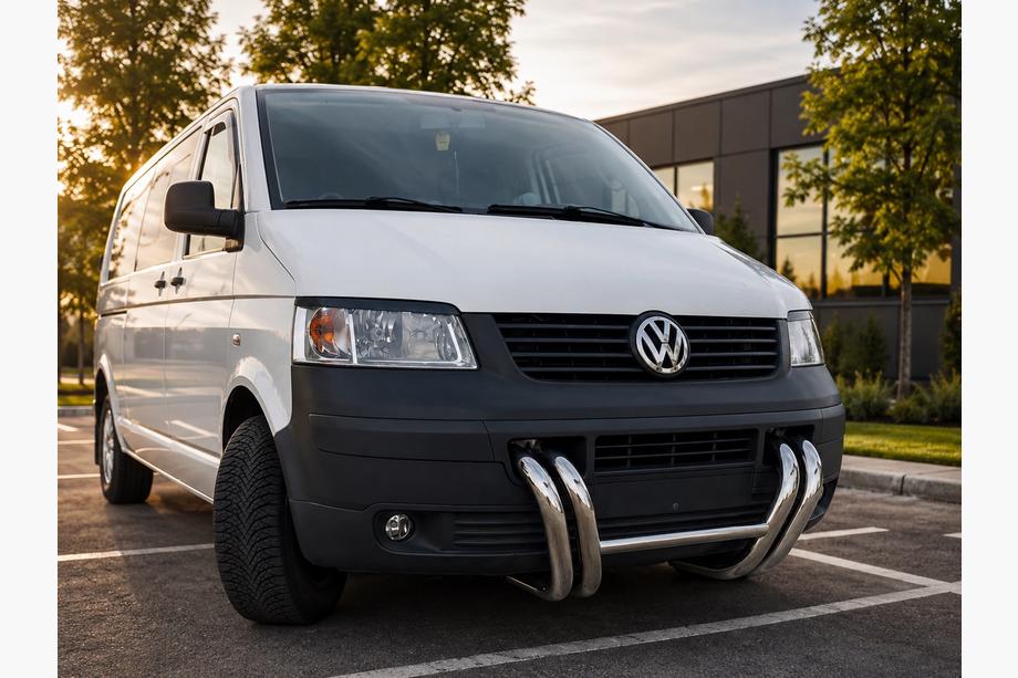 Volkswagen T5 Transporter 2003-2010 гг. Кенгурятник ST006-03 Решетка (Нержавейка) Image