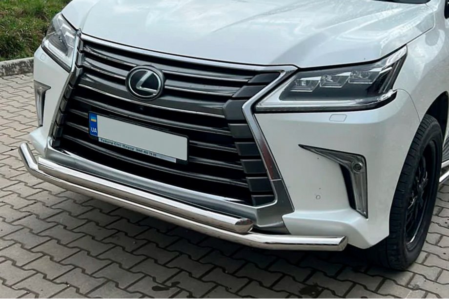 Lexus LX570/450d 2008-2022 гг. Передняя Защита ST014 (2015+, Нержавейка) Image