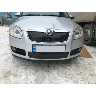 Зимняя накладка на решетку радиатора (2007-2010, верхняя) Skoda Fabia 2007-2014 гг. фото 4