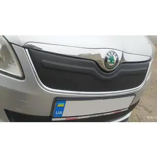 Зимняя накладка на решетку радиатора (2011-2014, верхняя) Skoda Fabia 2007-2014 гг. фото 1
