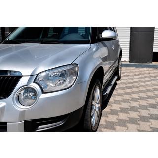 Боковые Подножки Allmond Grey (2 шт., Алюминий) Skoda Yeti 2009-2017 гг. фото 1