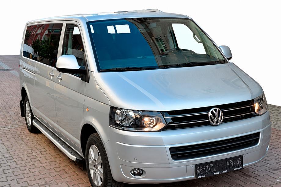 Volkswagen T5 2010-2015 гг. Боковые пороги Fullmond (2 шт., алюминий) Длинная База Фото 1