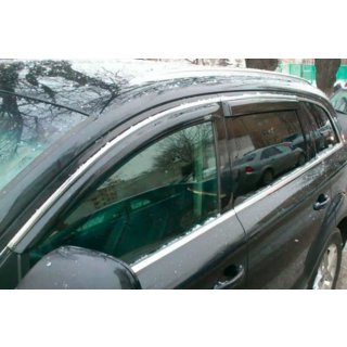 Ветровики с хромированным молдингом (4 шт, HIC) Audi Q7 2005-2015 гг. фото 1