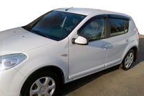 Renault Sandero 2007-2013 гг. Ветровики на окна (4 шт, HIC) фото 1