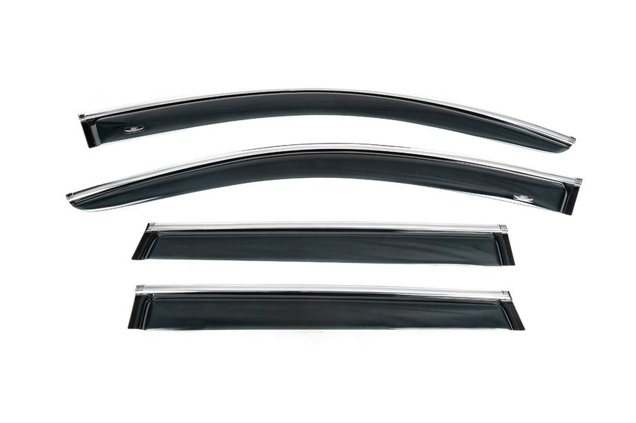 Volkswagen Touareg 2010-2018 гг. Ветровики с хромированным молдингом (4 шт, HIC) Фото 5
