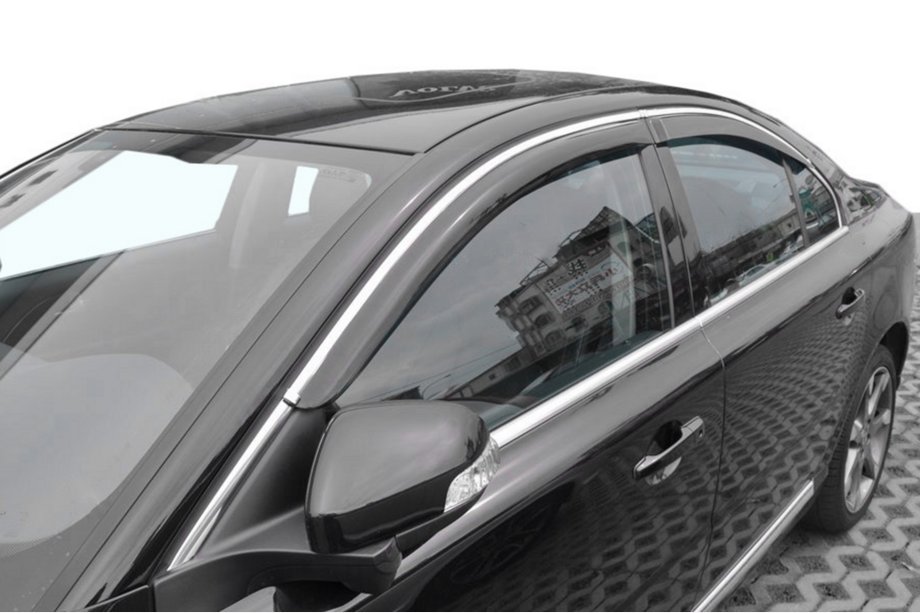 Volvo S80 2006-2016 гг. Ветровики с хромированным молдингом (4 шт, HIC) Фото 1