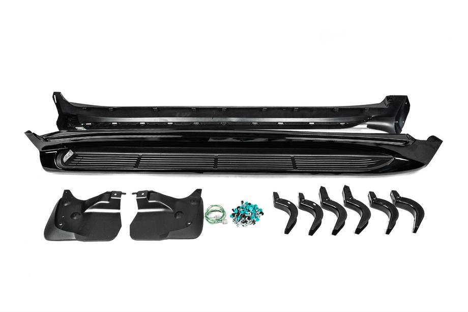 Toyota Land Cruiser 200 2007-2021 гг. Боковые пороги с LED (дизайн 2015-2020) Черный Фото 10