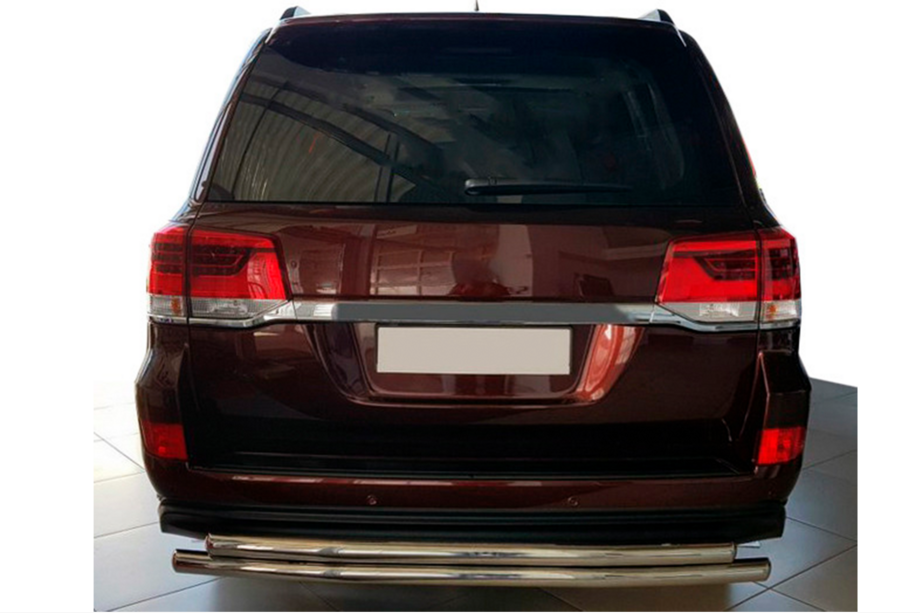 Toyota Land Cruiser 200 2007-2021 гг. Задняя защита AK002-double (2 шт., нержавейка) Image
