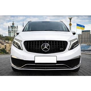 Передняя решетка GT Panamericana Черная (2014-2019 для V-class) Mercedes Vito/V-class W447 2014- гг. фото 1