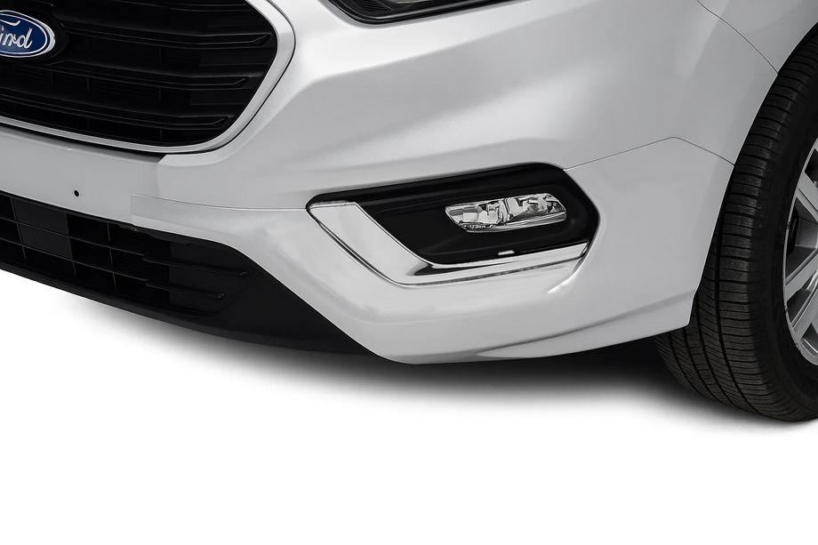 Ford Custom 2013-2022 гг. Накладки на противотуманные фары 2018+ (2 шт., нержавейка) Carmos - Турецкая Нержавеющая Сталь Image