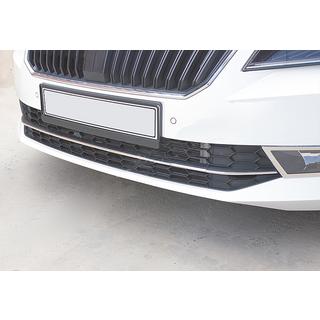 Skoda Superb 2016↗ Накладки на передний бампер OmsaLine (3 шт, нерж.)