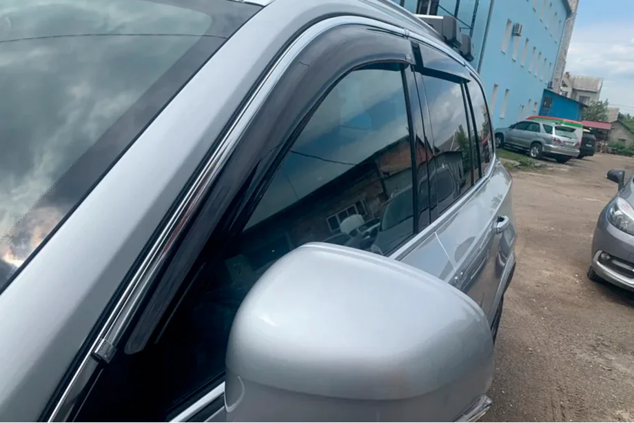 Volvo XC90 2015- гг. Ветровики с хромированной полосой (4 шт, HIC) Фото 2