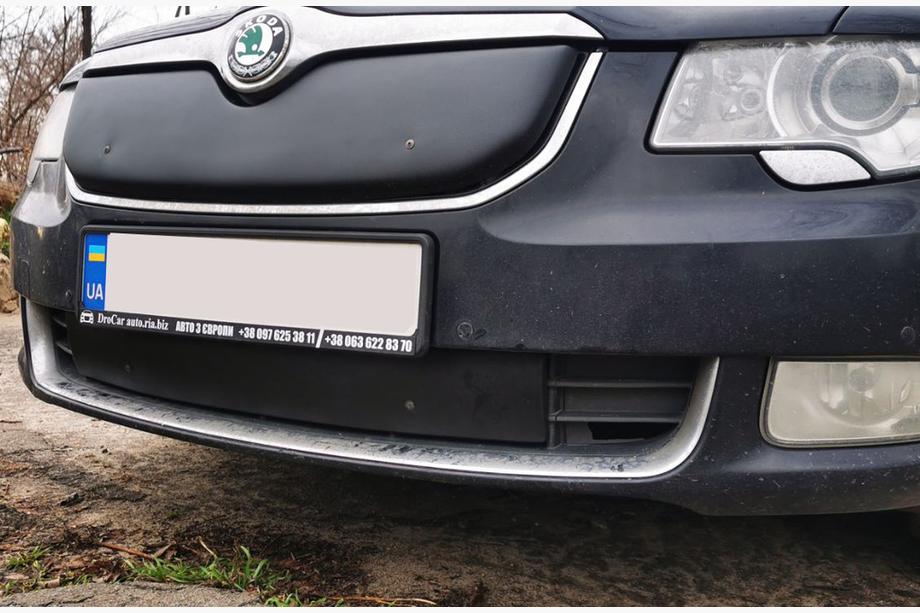 Skoda Superb 2009-2015 гг. Зимняя накладка на решетку радиатора (Верхняя, 2008-2013) Фото 2