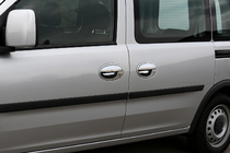 Opel Combo 2002–2012 гг. Хромированные Накладки на Ручки с Обводкой (3-дверн., Нержавейка) фото 1