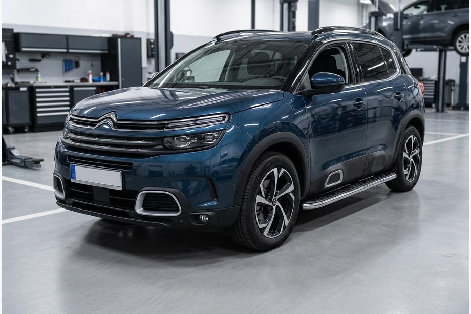 Citroen C5 Aircross 2017-2025 гг. Боковые Подножки Maydos V1 (2 шт., Алюминий и Нержавейка) Image