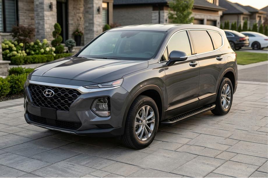Hyundai Santa Fe 4 2018-2023 гг. Боковые Подножки Allmond Black (2 шт., Алюминий) Фото 1