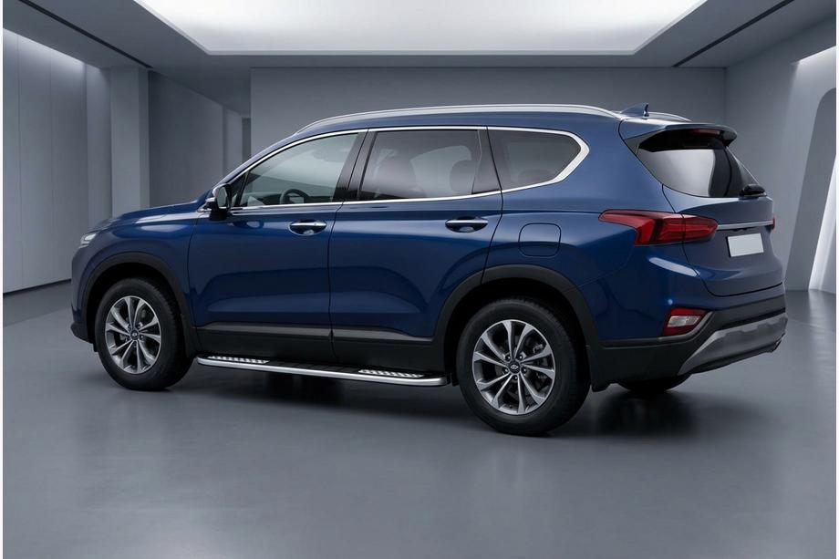 Hyundai Santa Fe 4 2018-2023 гг. Боковые Подножки Tayga V2 (2 шт., Алюминий) Фото 1