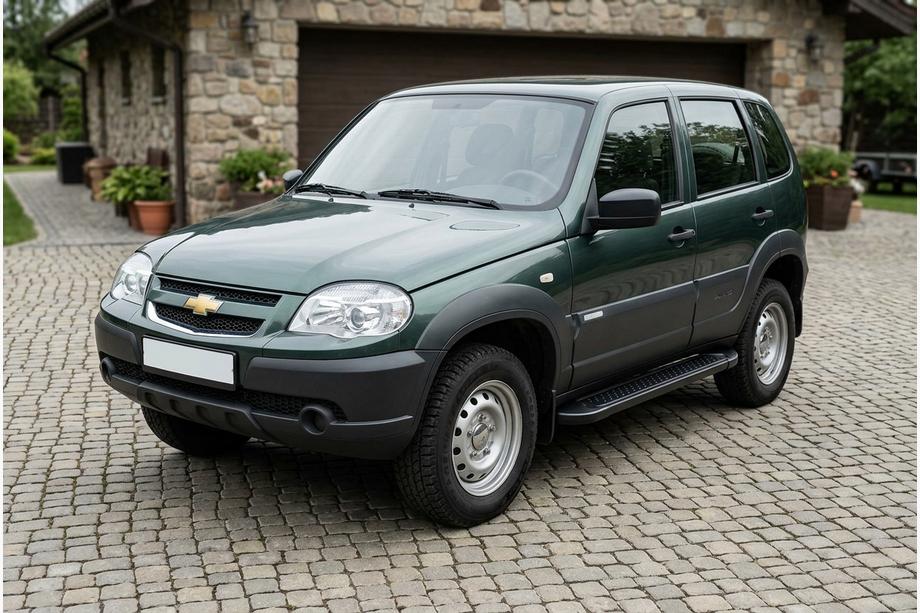 Chevrolet Niva 1998-2020 гг. Боковые Подножки Allmond Black (2 шт., Алюминий) Фото 1