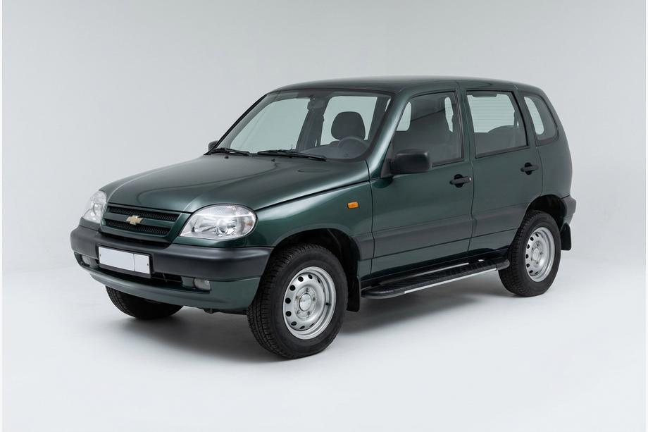 Chevrolet Niva 1998-2020 гг. Боковые Подножки Bosphore Grey (2 шт., Алюминий) Image