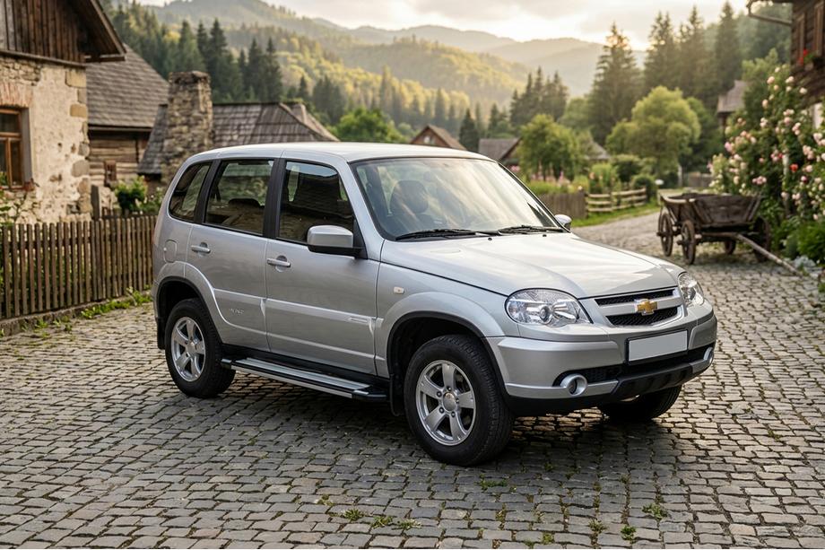 Chevrolet Niva 1998-2020 гг. Боковые Подножки Rainbow (2 шт., Алюминий) Image