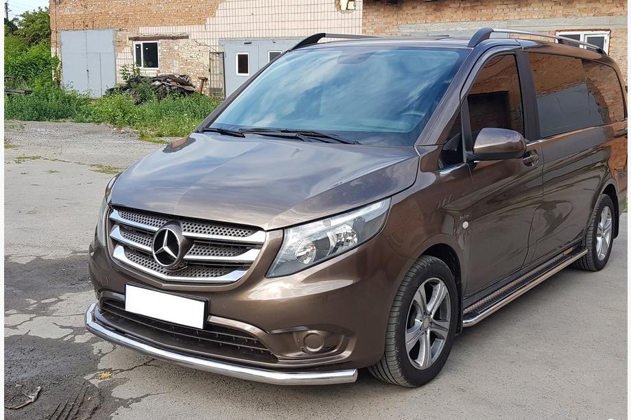 Mercedes Vito/V-class W447 2014- гг. Передняя защита ST008 (нержавейка) Фото 2