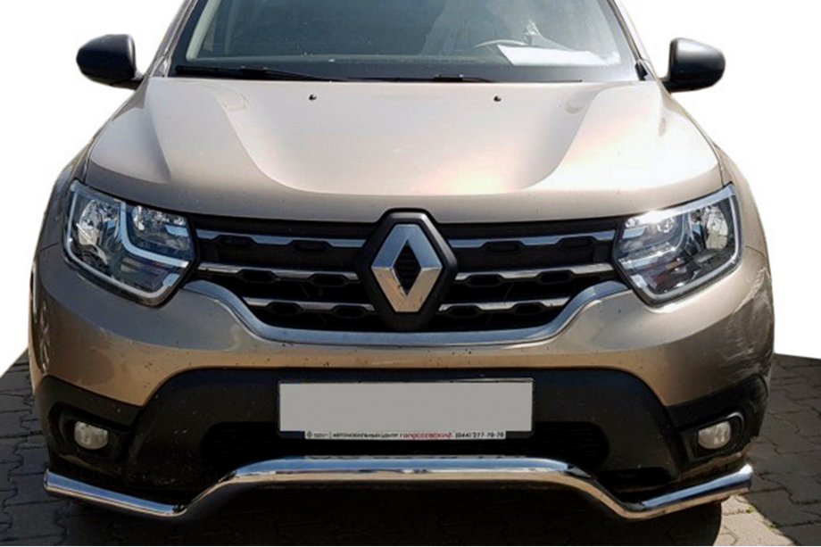 Dacia Duster 2018-2024 гг. Передняя защита WT008 (нерж. сталь) Image